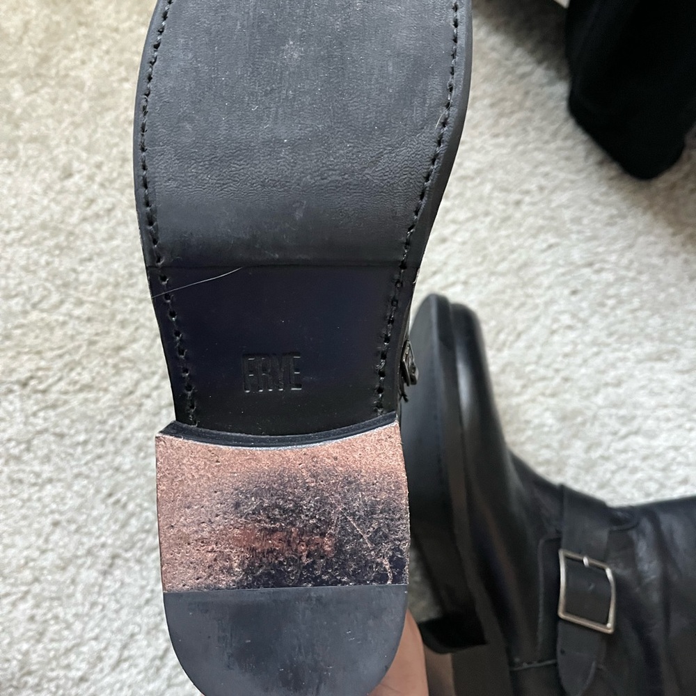 Frye Black Leather Ankle Boots with Buckles - Picture 4 of 5